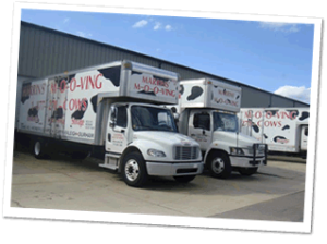 Marrins' Moving trucks preparing for an Apex NC delivery